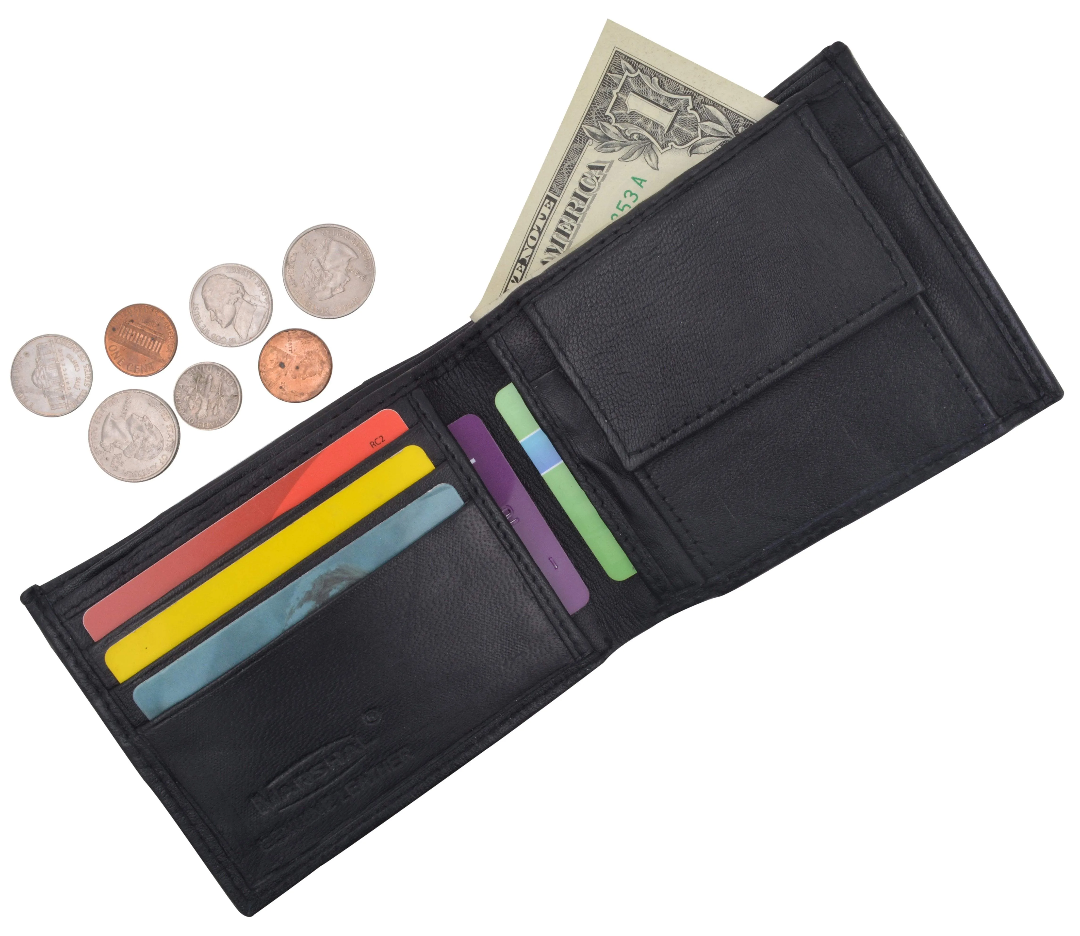 Mens Leather Change Pocket Bifold Wallet 1150