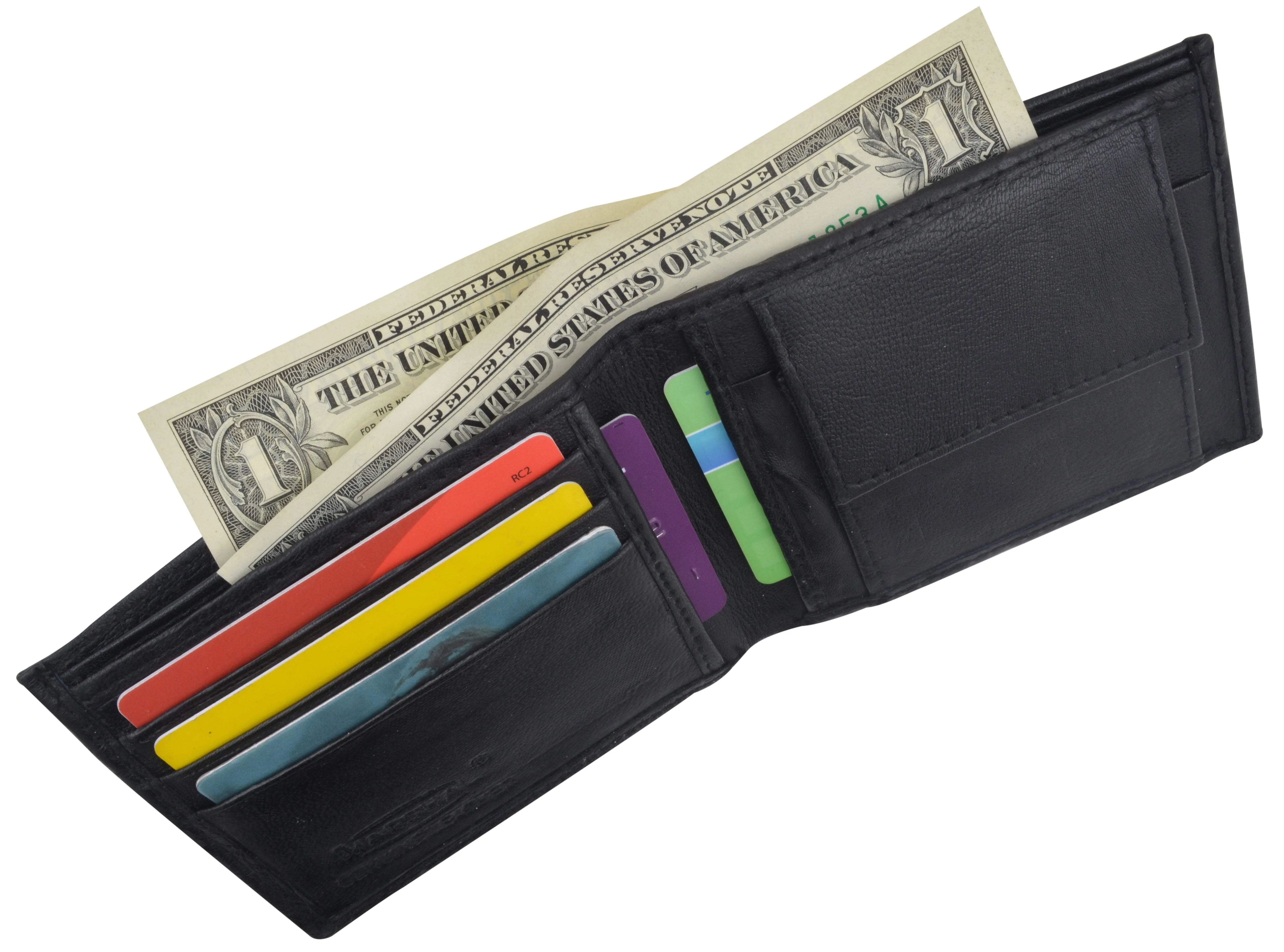 Mens Leather Change Pocket Bifold Wallet 1150