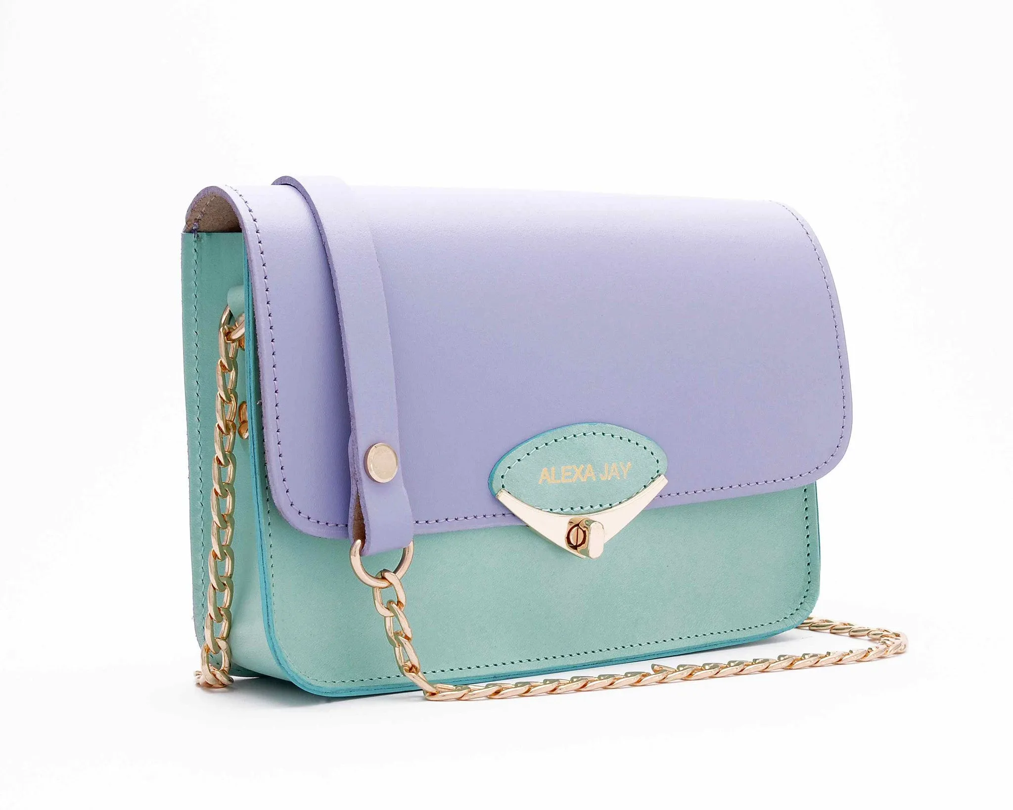 Mini lilac and mint chain clutch