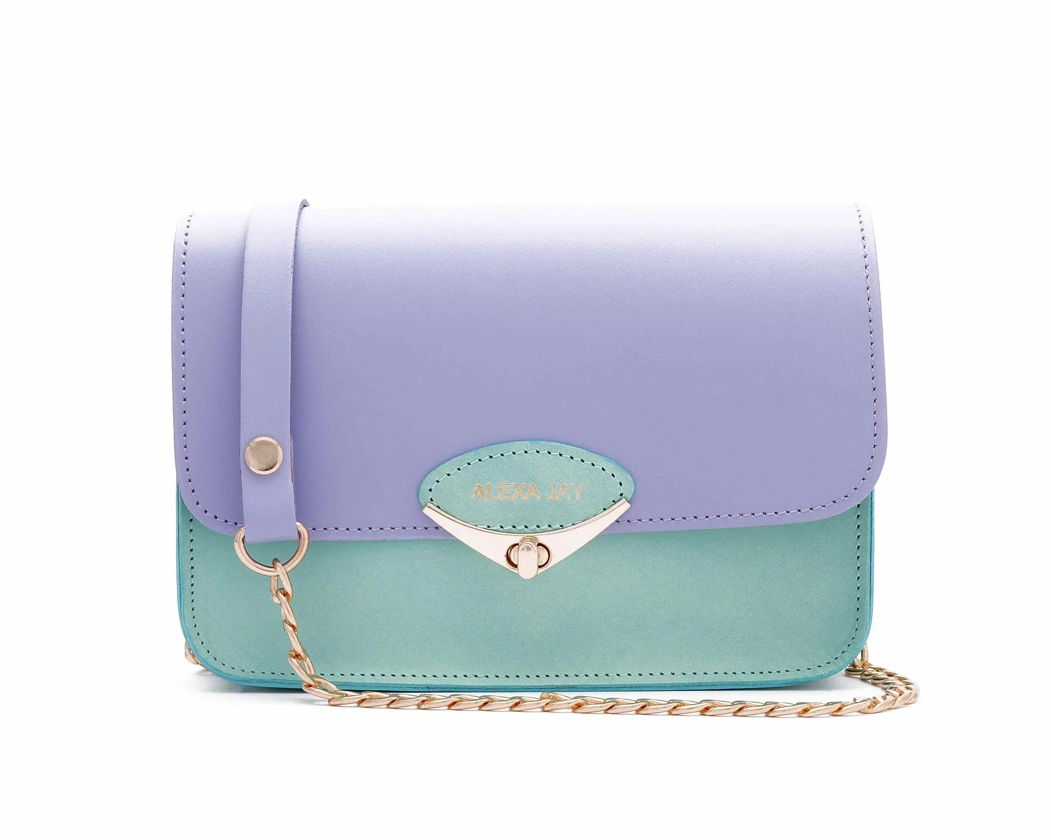 Mini lilac and mint chain clutch