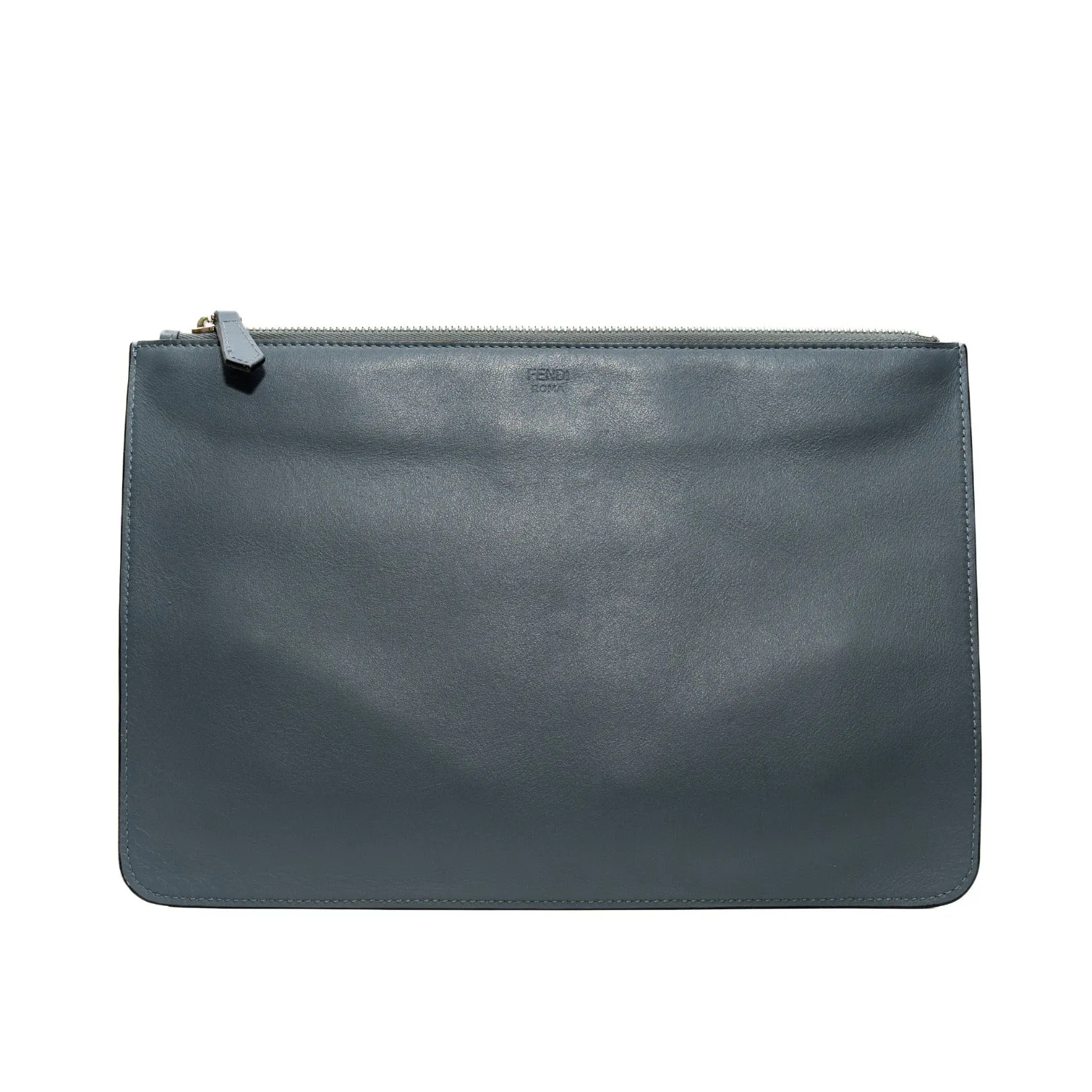 monster clutch in leather grey blue phw