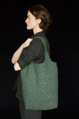 Moss Green Tweed Tote Bag