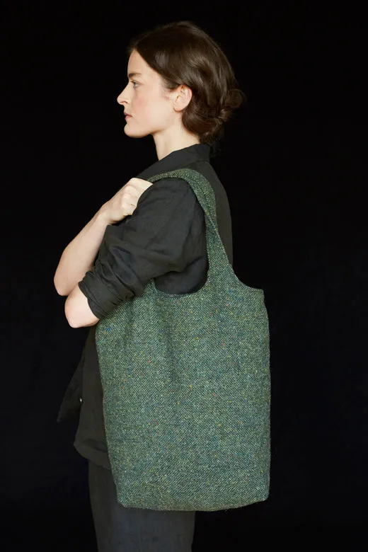 Moss Green Tweed Tote Bag