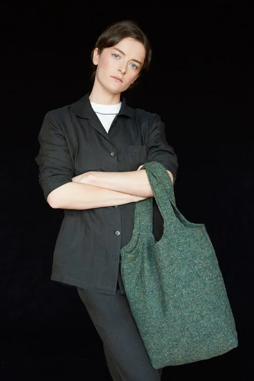 Moss Green Tweed Tote Bag