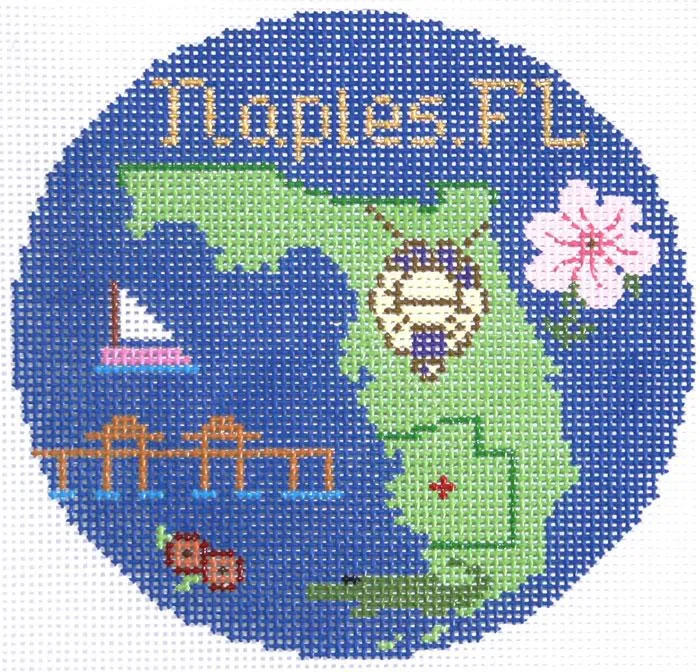 Naples 4 1/4" Travel Round Needlepoint Canvas