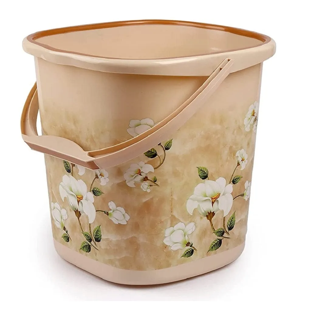 NAYASA Square Marble Plastic Bucket And Mug Set For Bathroom