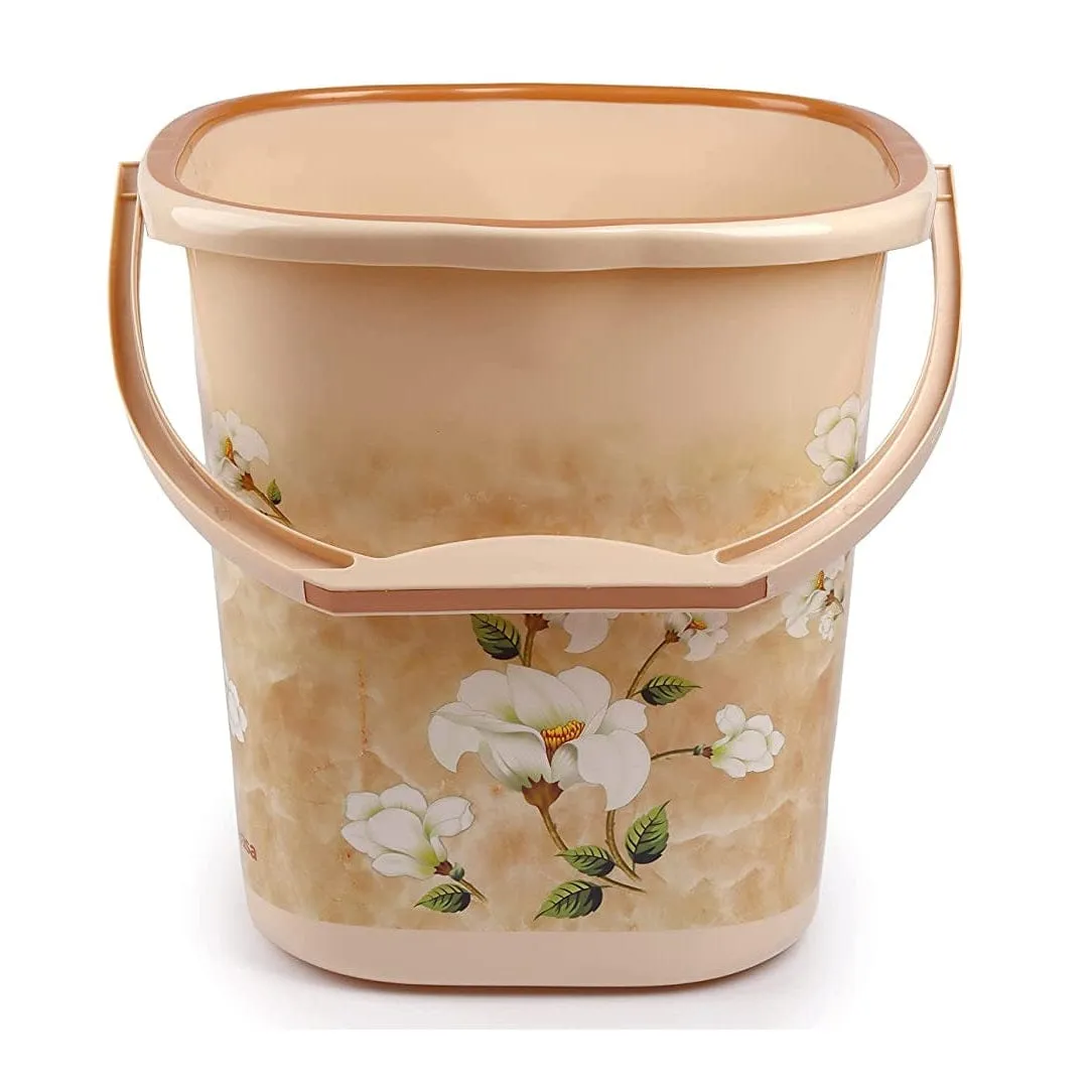 NAYASA Square Marble Plastic Bucket And Mug Set For Bathroom