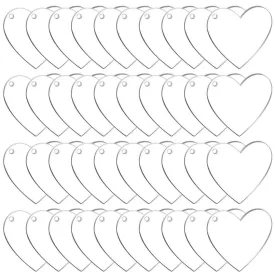 Pack Of 40 - 2-Inch Acrylic Heart Keychain Blanks