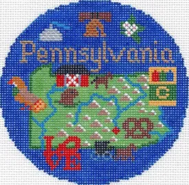 Pennsylvania 4 1/4" Travel Round Needlepoint Canvas