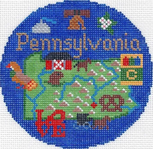 Pennsylvania 4 1/4" Travel Round Needlepoint Canvas