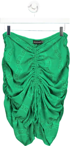 PrettyLittleThing Green Ruched Skirt UK 12