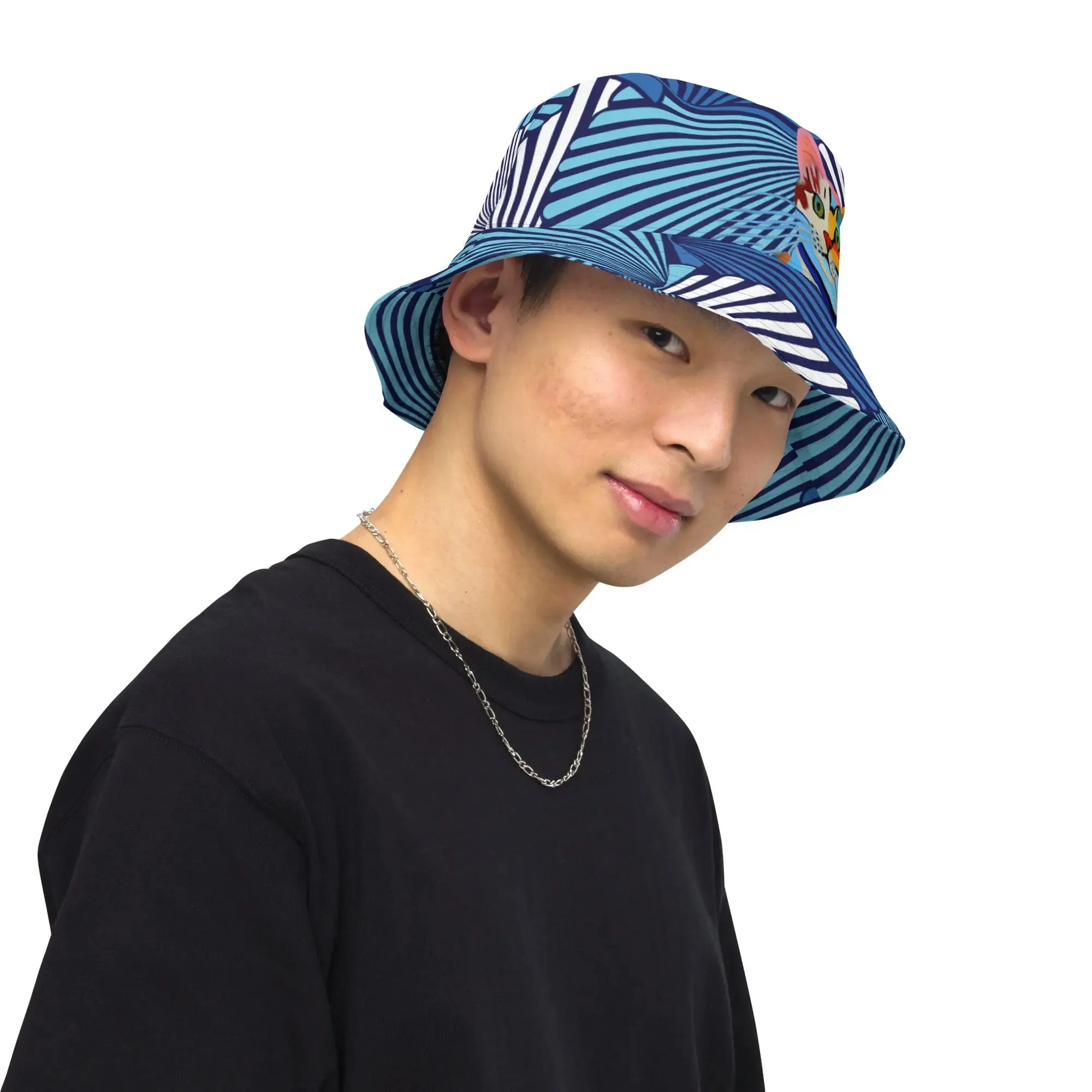 "Cat Lovers" Collection - Reversible Bucket Hat with Kitty
