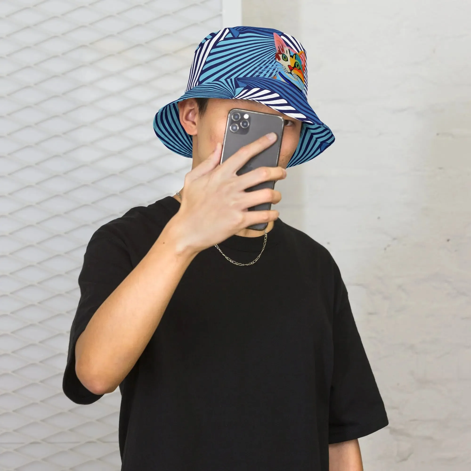 "Cat Lovers" Collection - Reversible Bucket Hat with Kitty