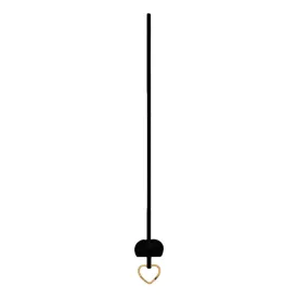 Saint Laurent Black Patent Leather Heart Keyring Necklace