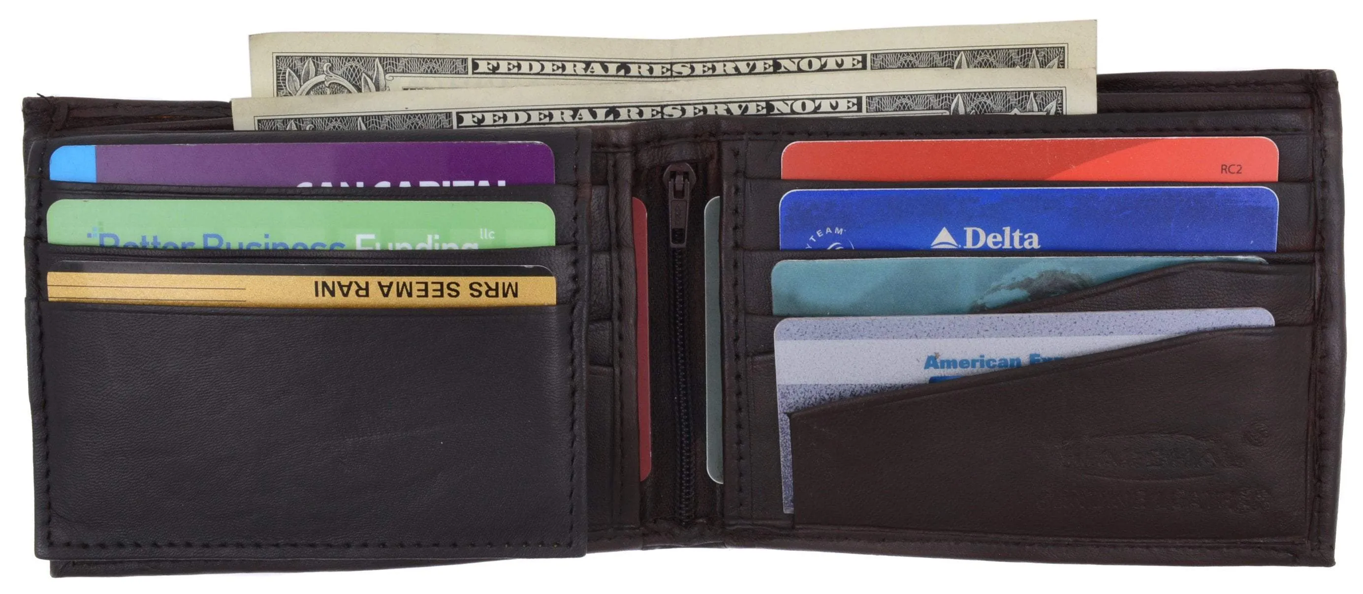 Soft Lambskin Leather Bifold Wallet W/Removable ID 533