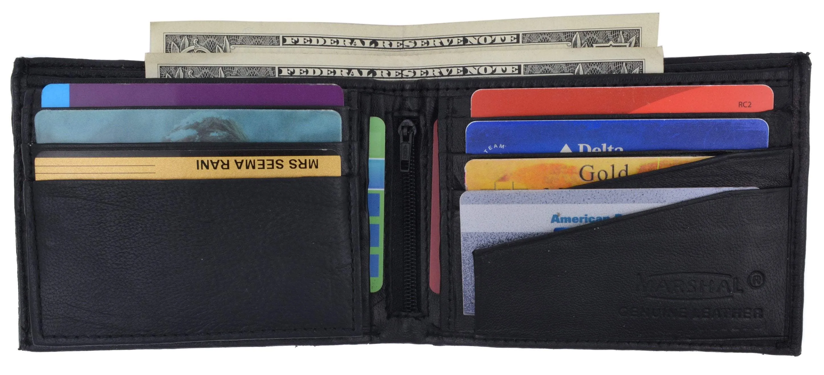 Soft Lambskin Leather Bifold Wallet W/Removable ID 533