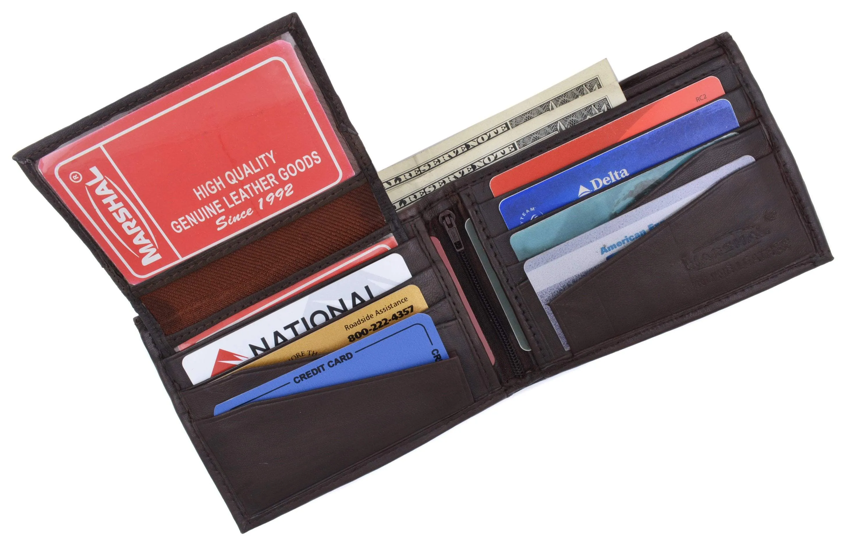 Soft Lambskin Leather Bifold Wallet W/Removable ID 533