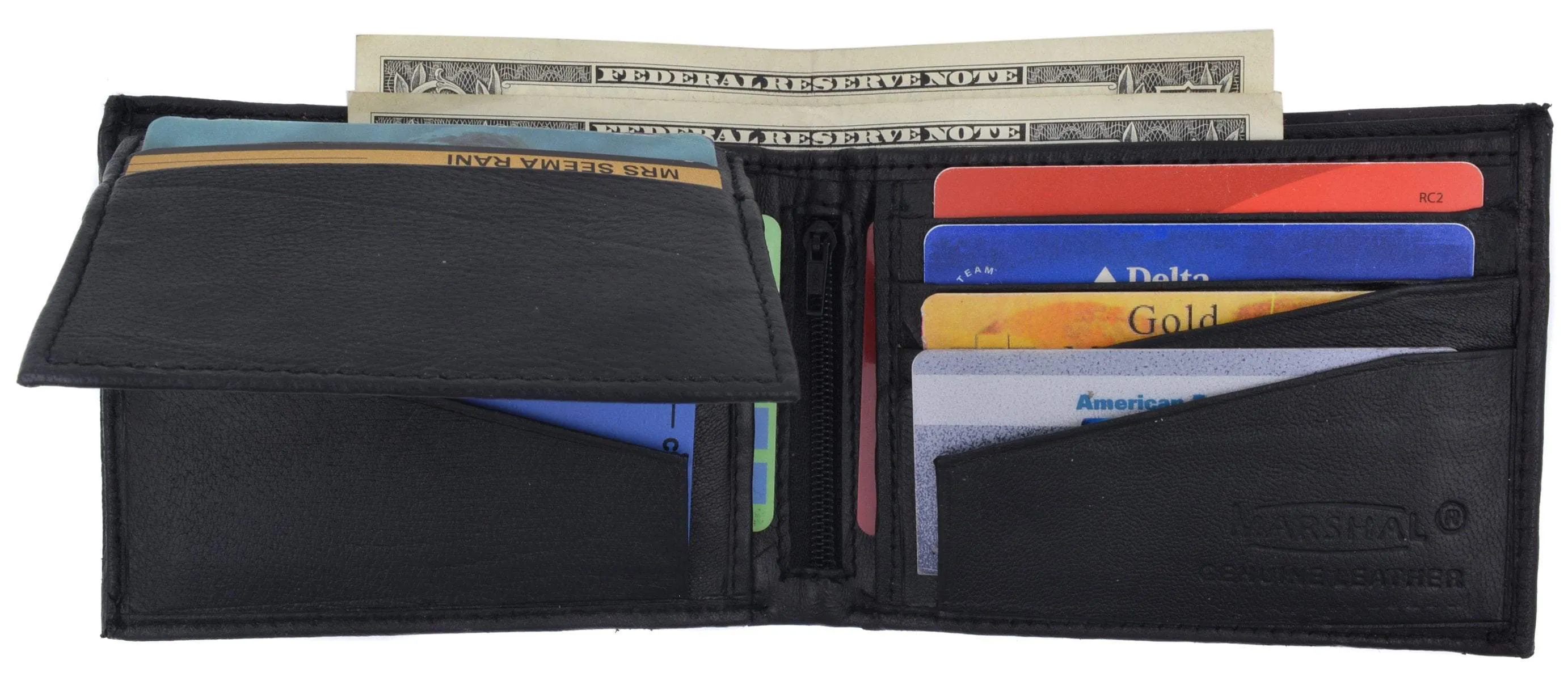 Soft Lambskin Leather Bifold Wallet W/Removable ID 533