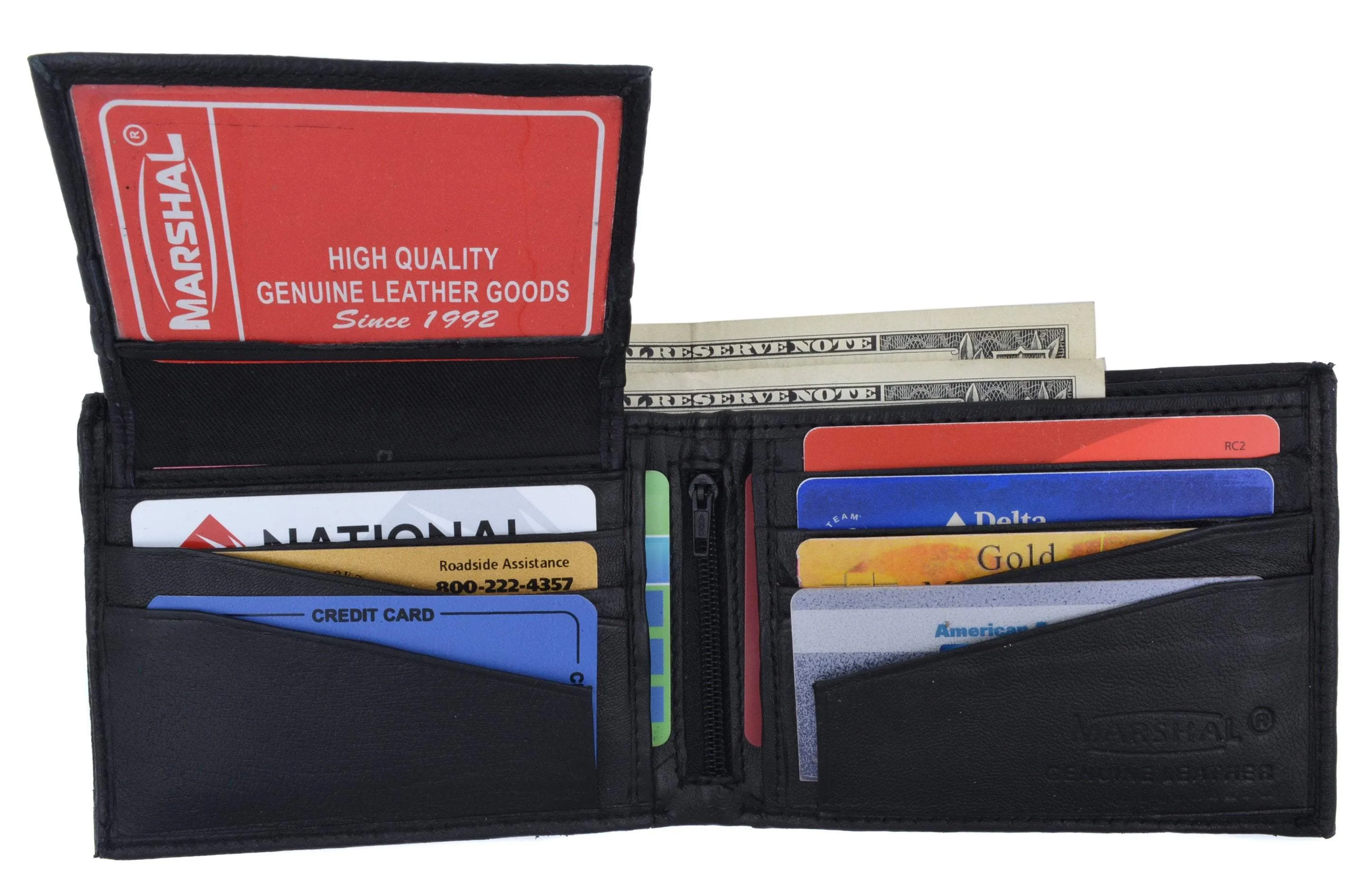 Soft Lambskin Leather Bifold Wallet W/Removable ID 533