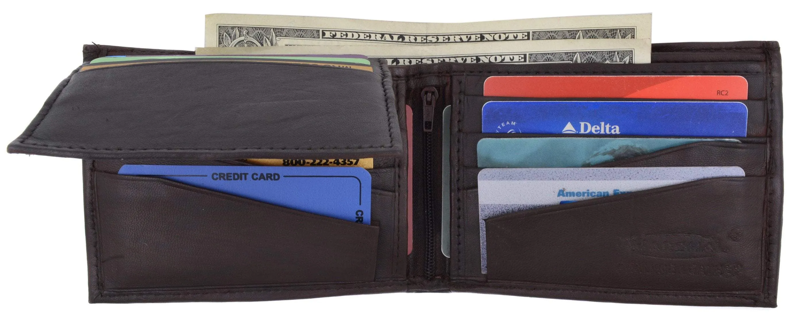 Soft Lambskin Leather Bifold Wallet W/Removable ID 533