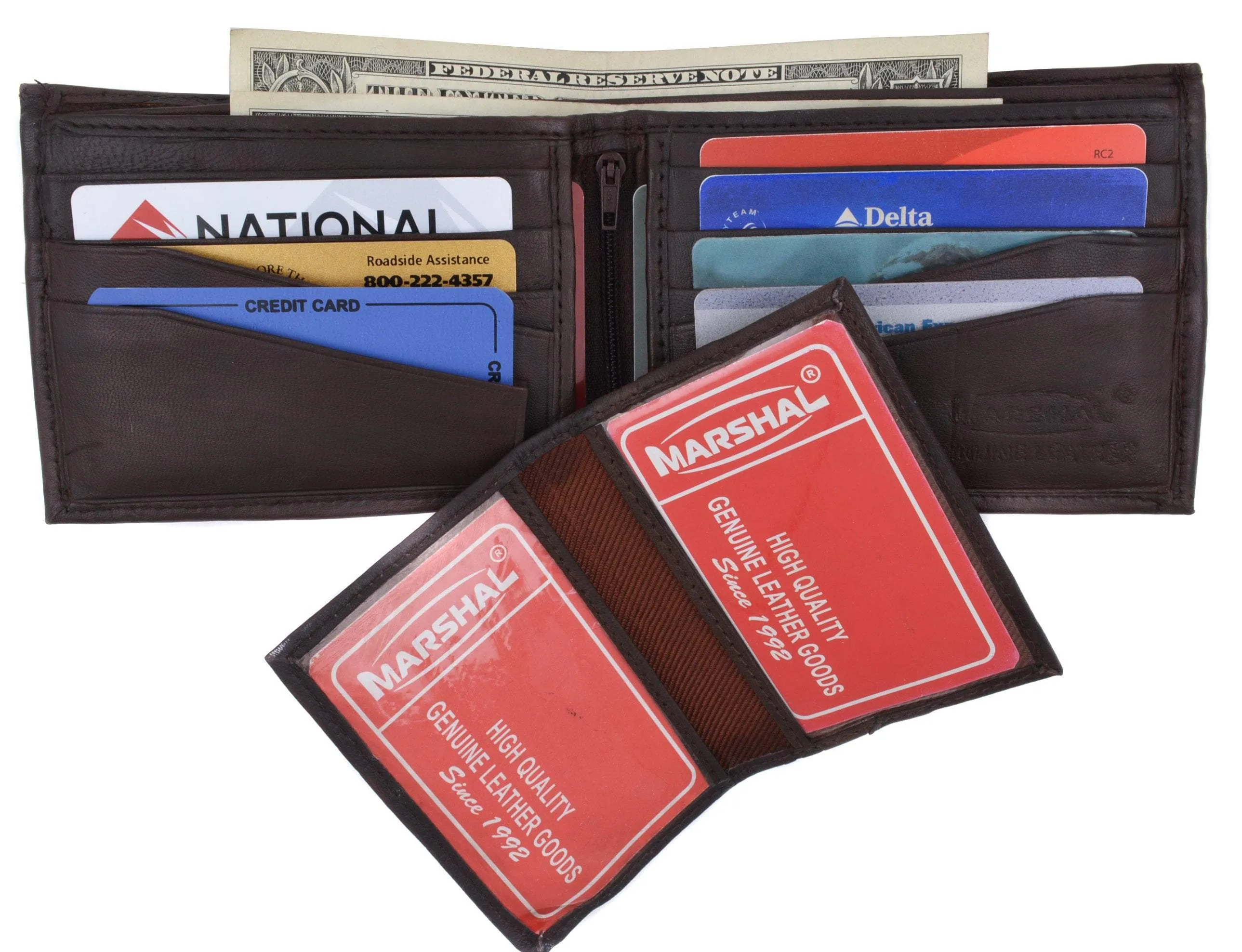 Soft Lambskin Leather Bifold Wallet W/Removable ID 533
