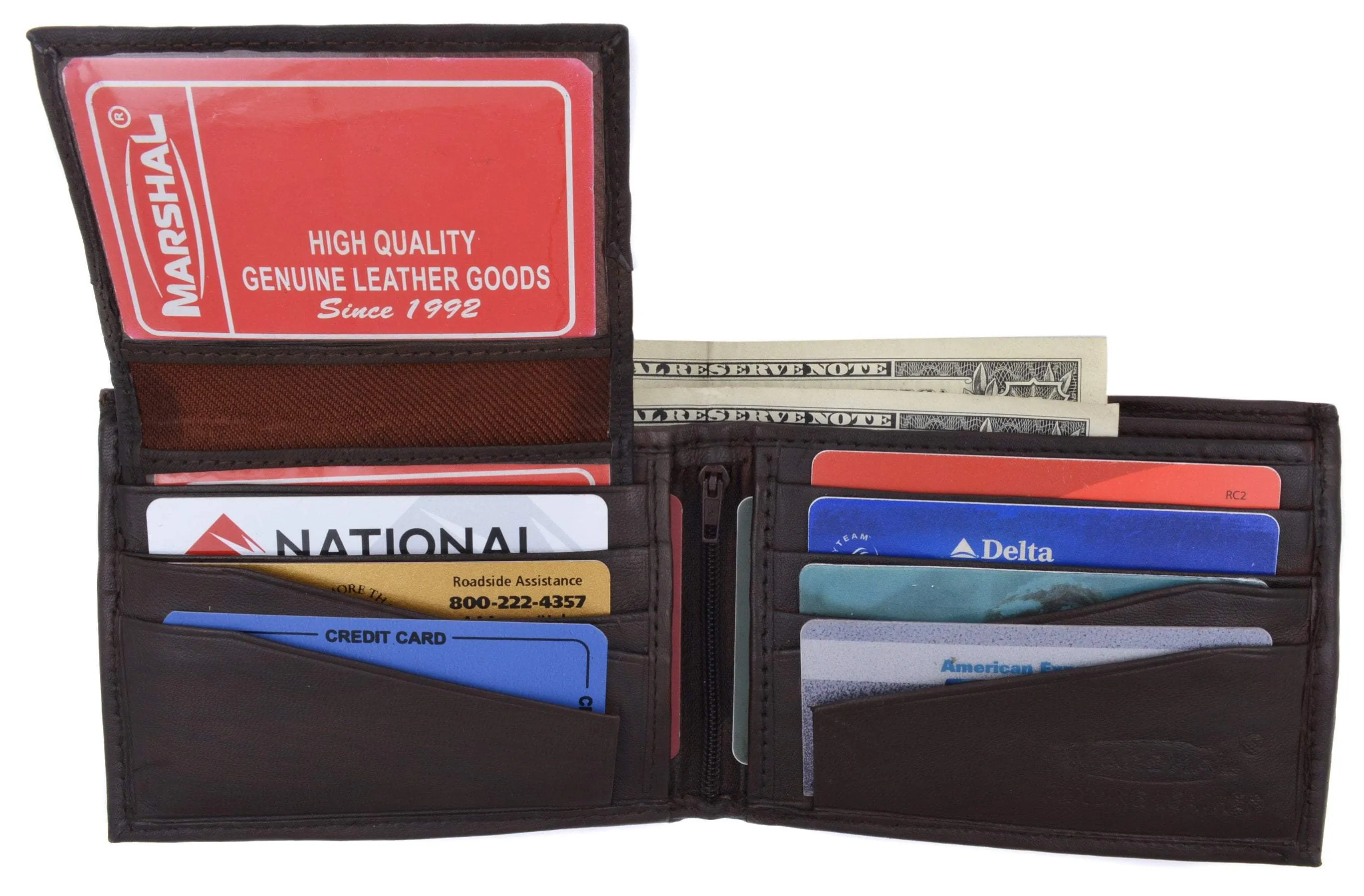 Soft Lambskin Leather Bifold Wallet W/Removable ID 533