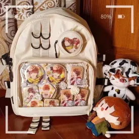 Sohiwoo Japanese Style Backpacks for Women Lolita Jk Waterproof Nylon Casual Fashion Backpacks College Style Transparent Ita Bag