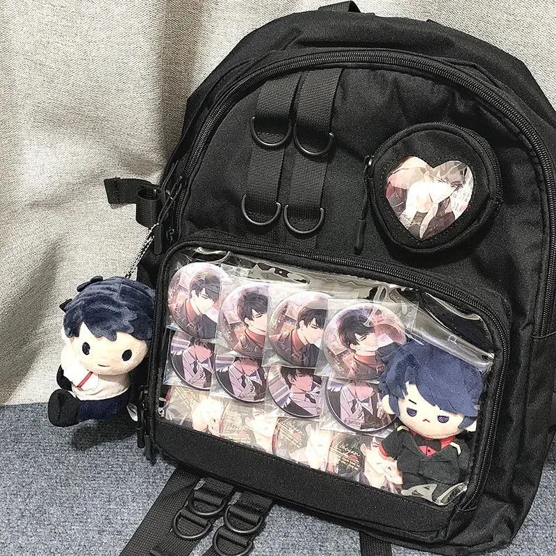 Sohiwoo Japanese Style Backpacks for Women Lolita Jk Waterproof Nylon Casual Fashion Backpacks College Style Transparent Ita Bag