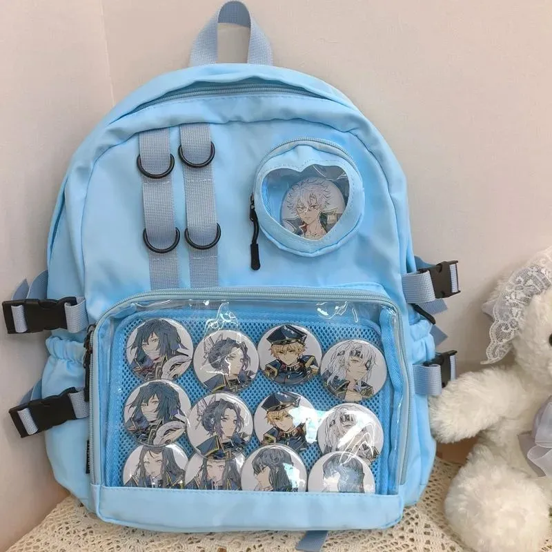 Sohiwoo Japanese Style Backpacks for Women Lolita Jk Waterproof Nylon Casual Fashion Backpacks College Style Transparent Ita Bag