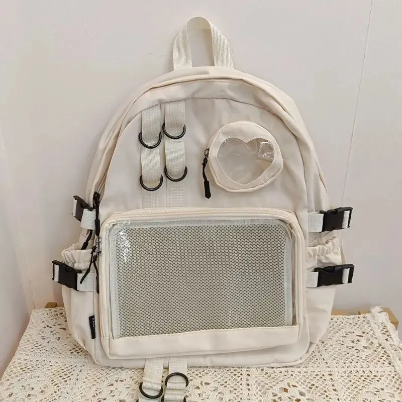 Sohiwoo Japanese Style Backpacks for Women Lolita Jk Waterproof Nylon Casual Fashion Backpacks College Style Transparent Ita Bag