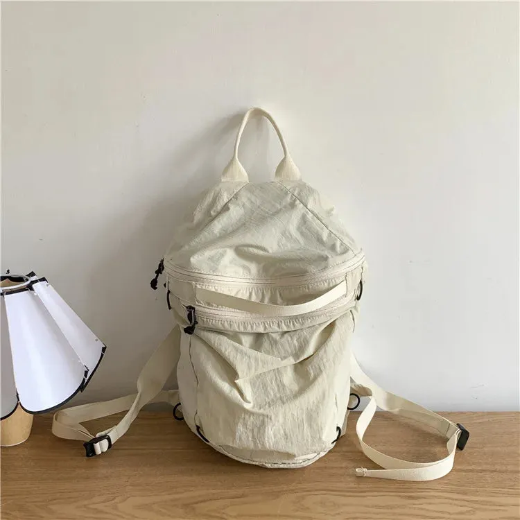 Sohiwoo Women Solid Color Backpack Lightweight Nylon Fabric Backpack Zipper Design Girl Backpack Aesthetic School Travel Bag Feminina