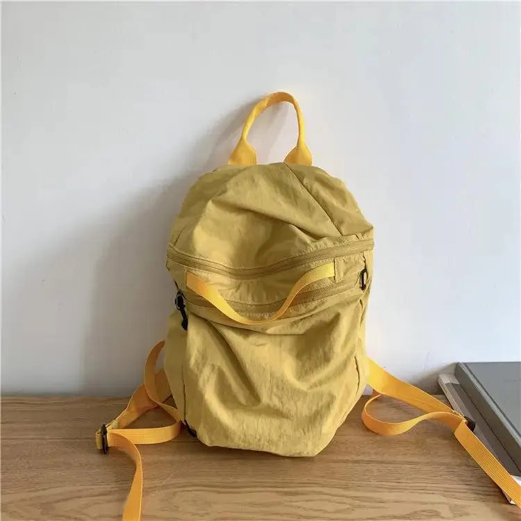 Sohiwoo Women Solid Color Backpack Lightweight Nylon Fabric Backpack Zipper Design Girl Backpack Aesthetic School Travel Bag Feminina