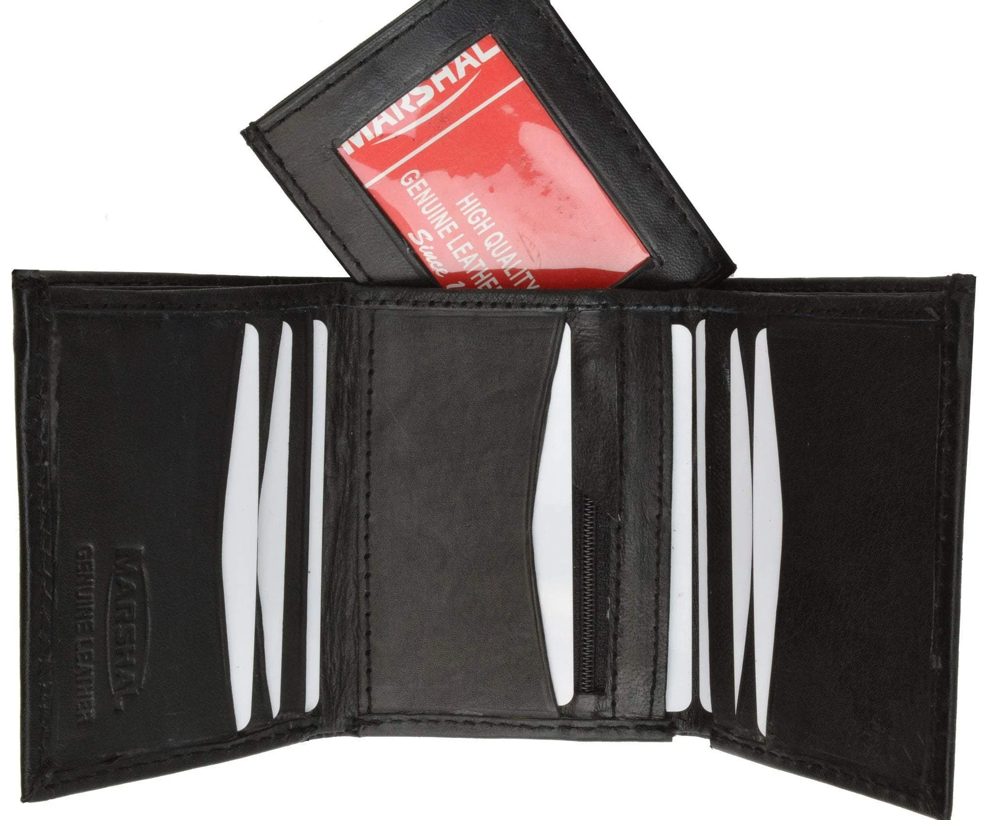 Trifold Lamb Leather Wallet W/Removable ID attached W/Hook and Loop Closure 3255