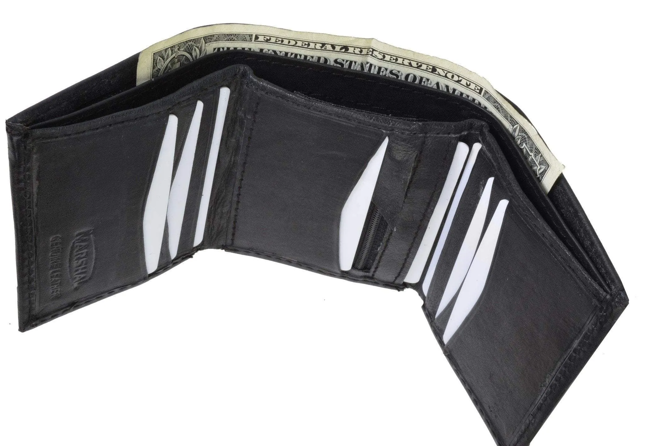 Trifold Lamb Leather Wallet W/Removable ID attached W/Hook and Loop Closure 3255