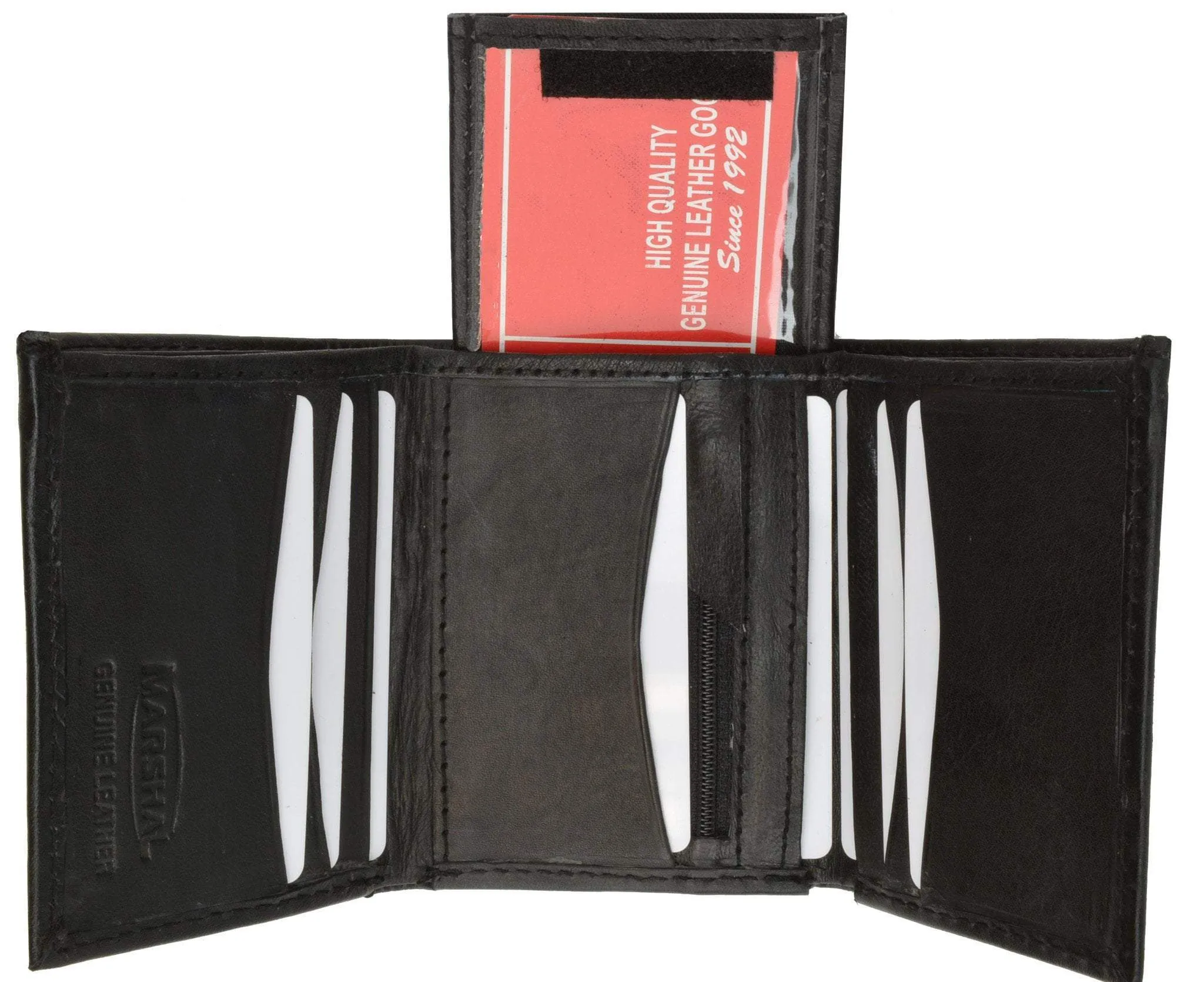 Trifold Lamb Leather Wallet W/Removable ID attached W/Hook and Loop Closure 3255