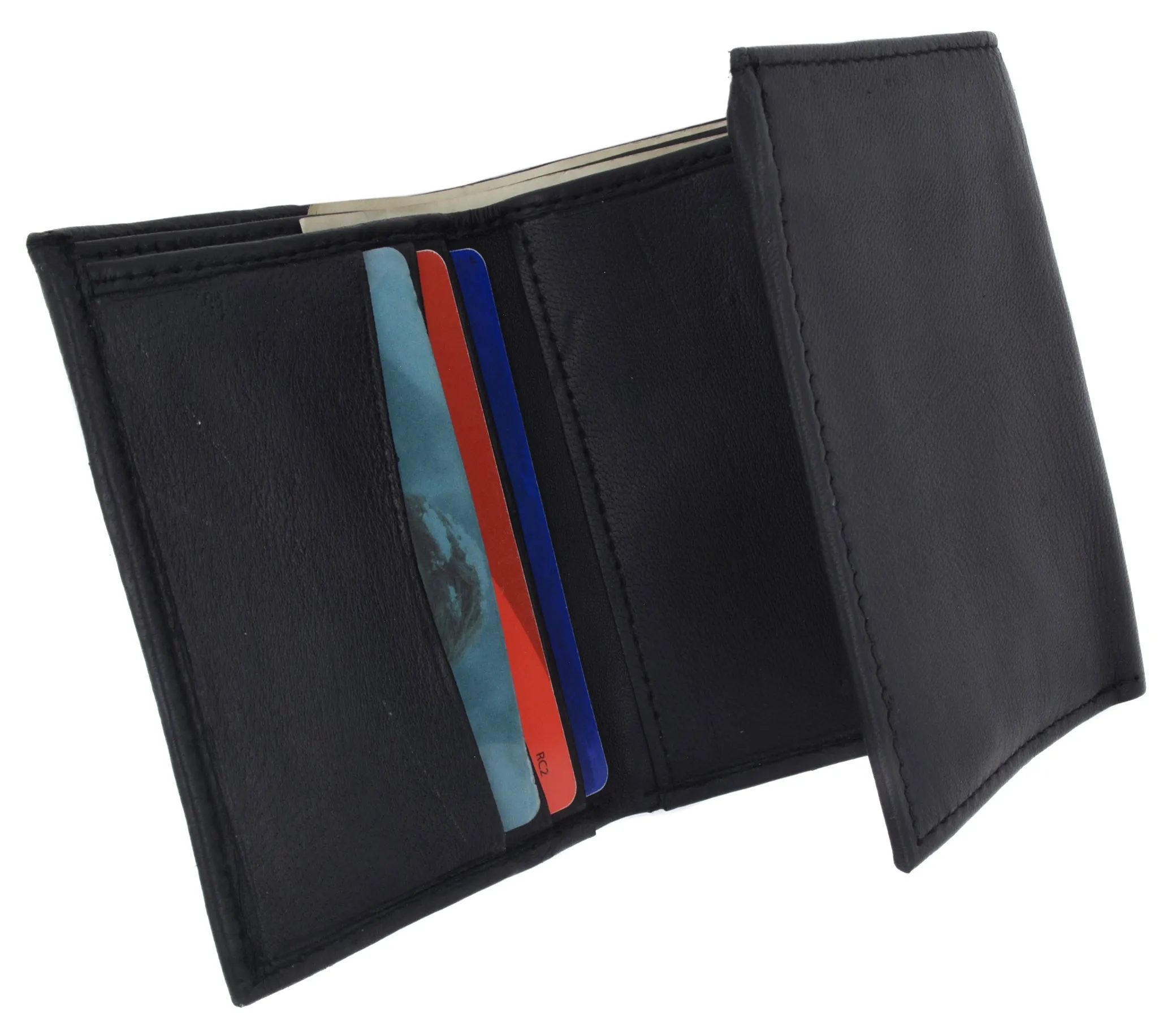 Trifold Lamb Leather Wallet W/Removable ID attached W/Hook and Loop Closure 3255