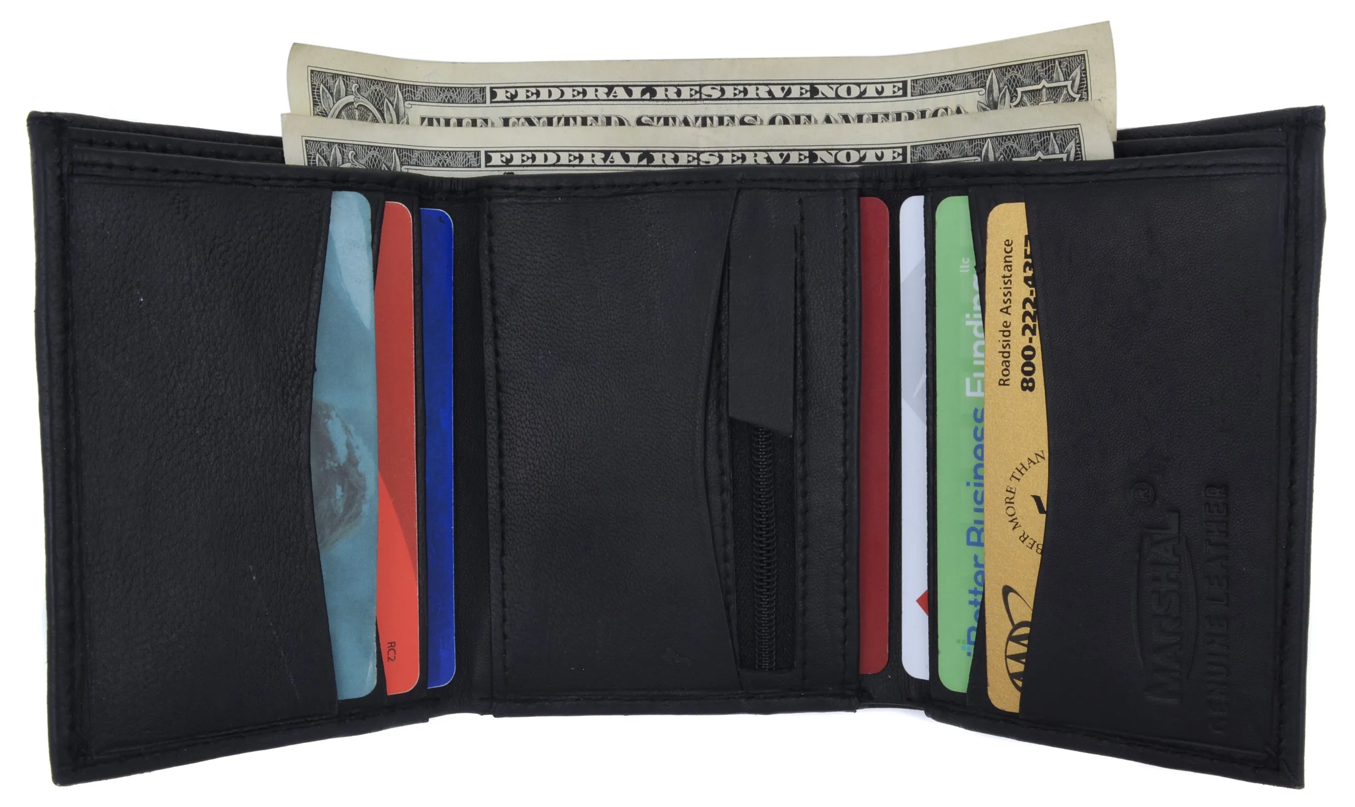 Trifold Lamb Leather Wallet W/Removable ID attached W/Hook and Loop Closure 3255