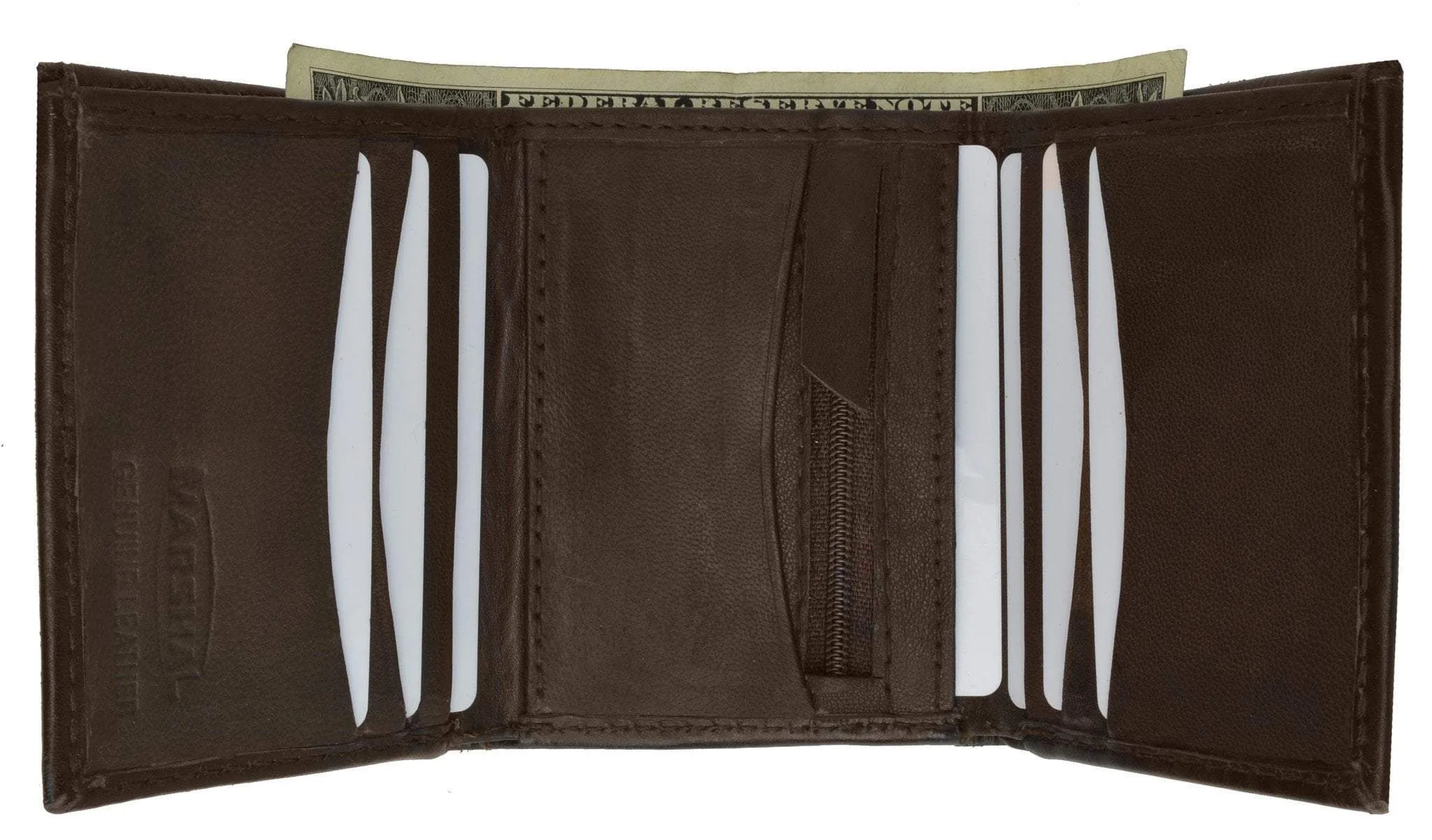 Trifold Lamb Leather Wallet W/Removable ID attached W/Hook and Loop Closure 3255