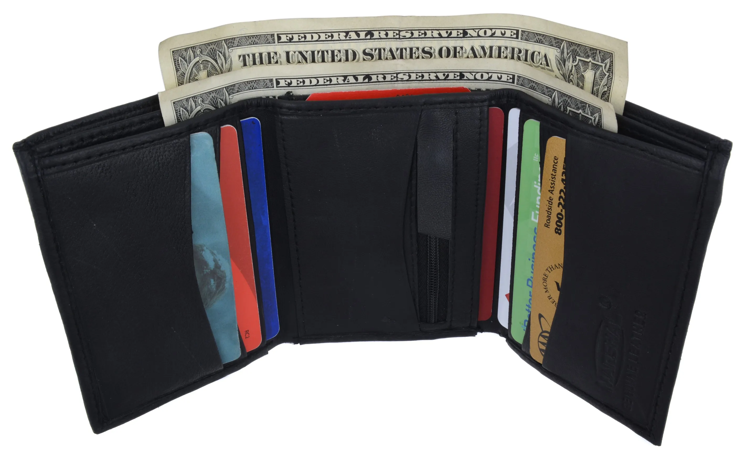Trifold Lamb Leather Wallet W/Removable ID attached W/Hook and Loop Closure 3255