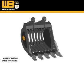 WERK-BRAU Skeleton Bucket for 11,000 - 16,000 lbs. Excavators. (Mini 3 & 4)